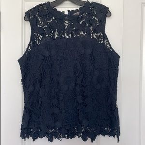 Nanette Lenore | Navy Blue Floral Lace Tank Top | Sz XL